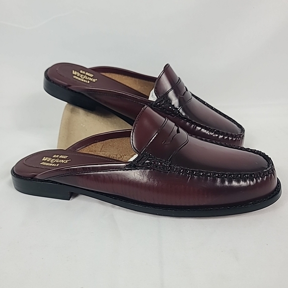 NEW G.H. Bass & Co Weejuns Women's Wynn Burgandy Penny Mules Size 11 NIB - Picture 1 of 10